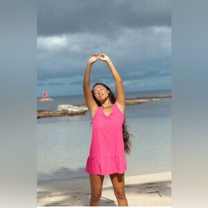 YIREH lola mini pitaya sun dress linen NWT spring summer resort vacation